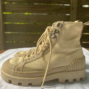 Zara Cream Lace Up Boots